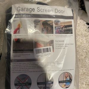Garage screen door with privacy curtain - never used!